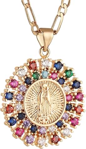Virgin Mary Prayer Necklace in 14K Gold Plated