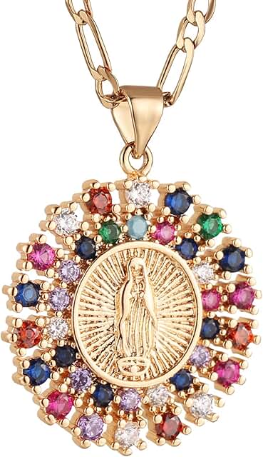 Virgin Mary Prayer Necklace in 14K Gold Plated