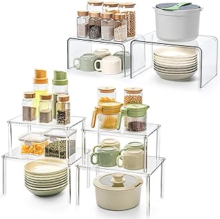 Acrylic and PET Shelf Organizer Sets for Kitchen and Pantry