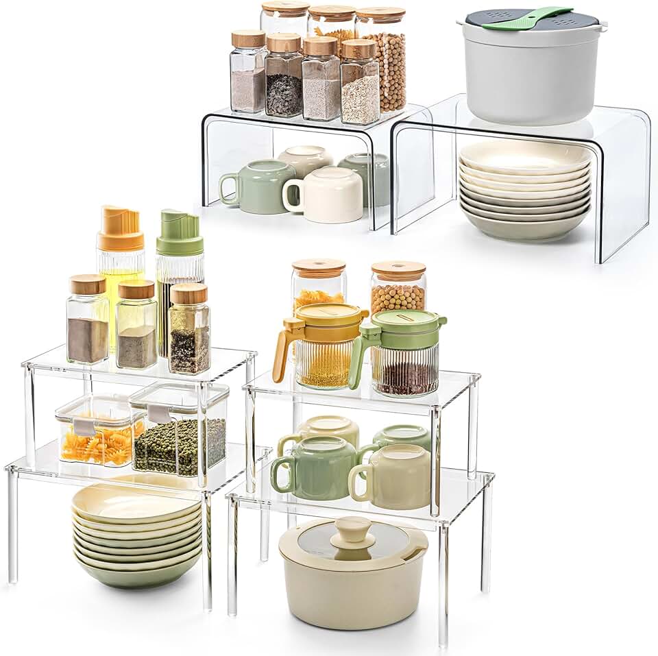 Acrylic and PET Shelf Organizer Sets for Kitchen and Pantry
