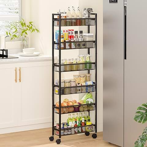 Slim 6-Tier Metal Storage Cart for Narrow Spaces