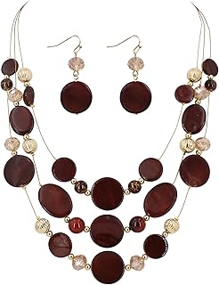 Colorful Multi-Layered Shell Necklace and Earring Set
