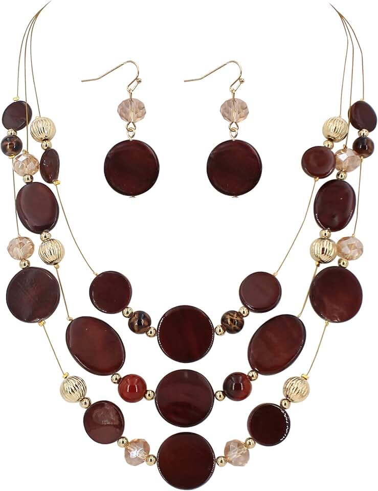 Colorful Multi-Layered Shell Necklace and Earring Set