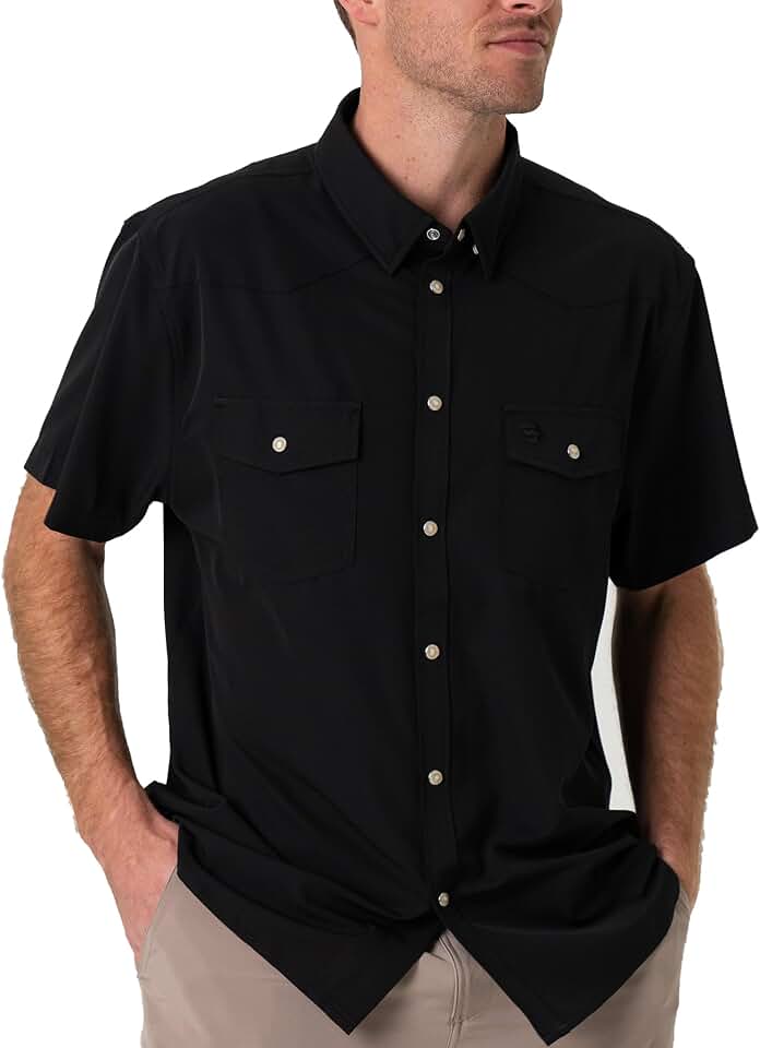 Men's Western Shirt with Pearl Snap Buttons and Quick Dry Fabric