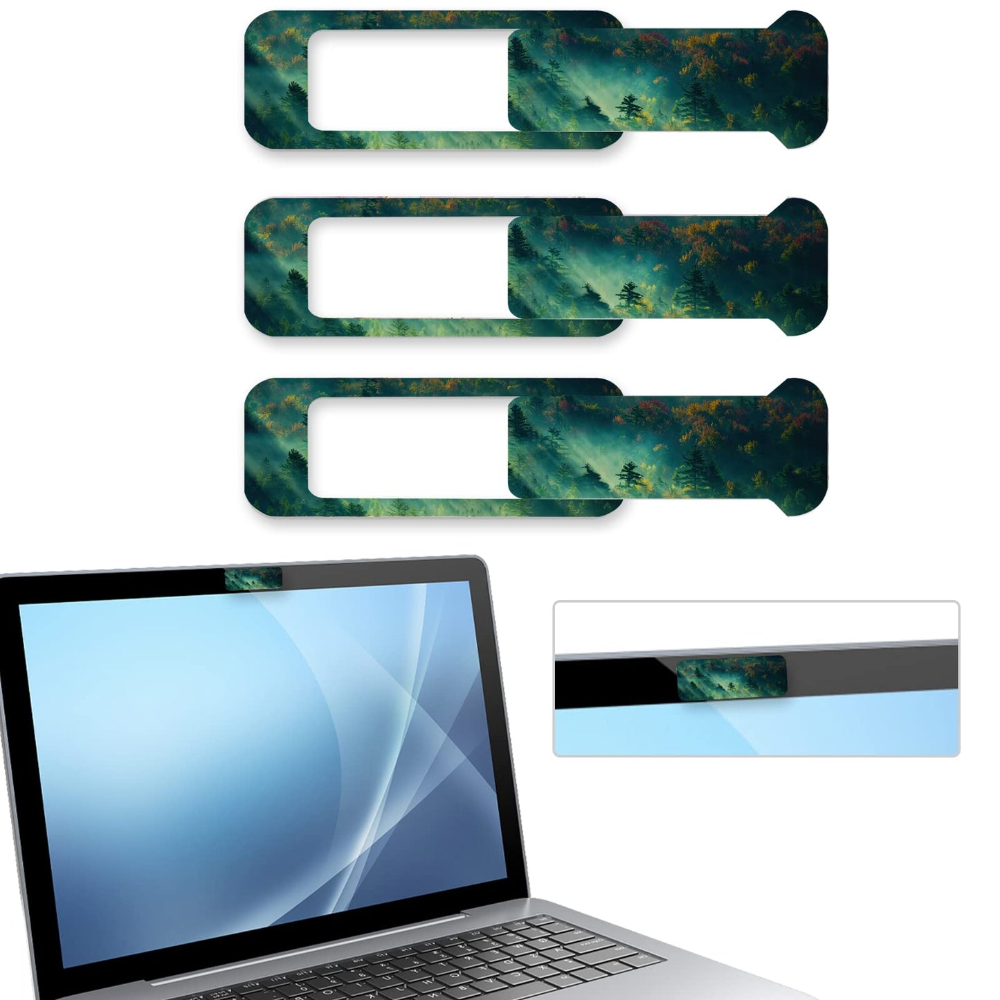 Three-piece webcam cover for privacy on laptops and devices