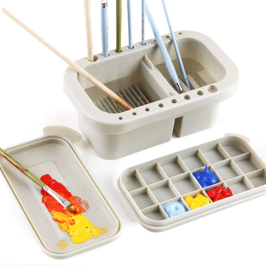 Multi-Use Paint Brush Basin with Palette and Holder