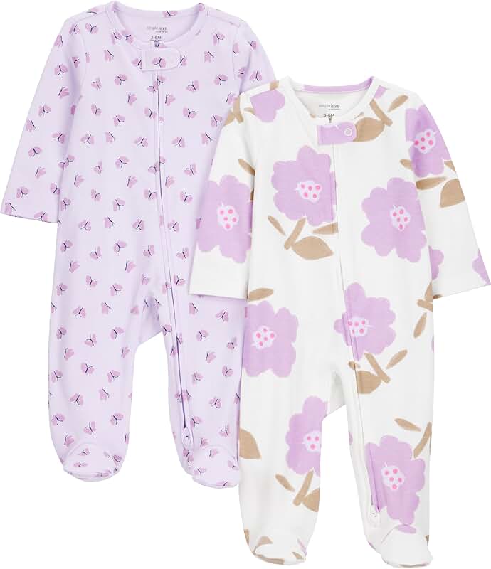 Baby Girls' Cotton Sleep and Play, Pack of 2