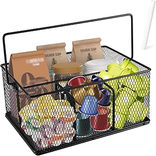 Large Metal Coffee Station Organizer with Handle