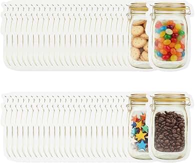Pack of 100 Reusable Transparent Mason Jar Bags