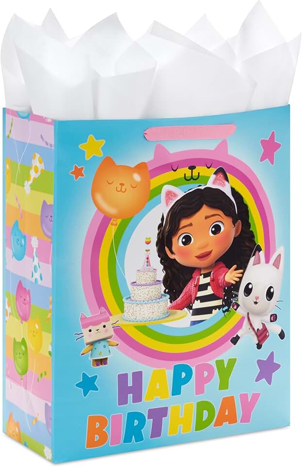 Large Blue and Pink Rainbow Gift Bag for Kids