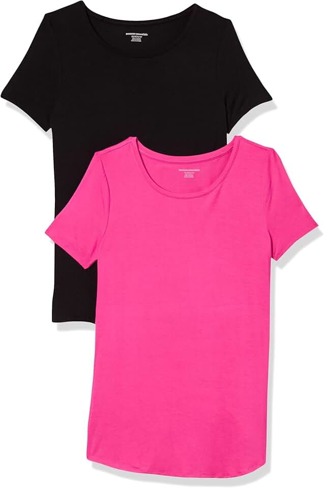 Two women's short-sleeve scoopneck tunics