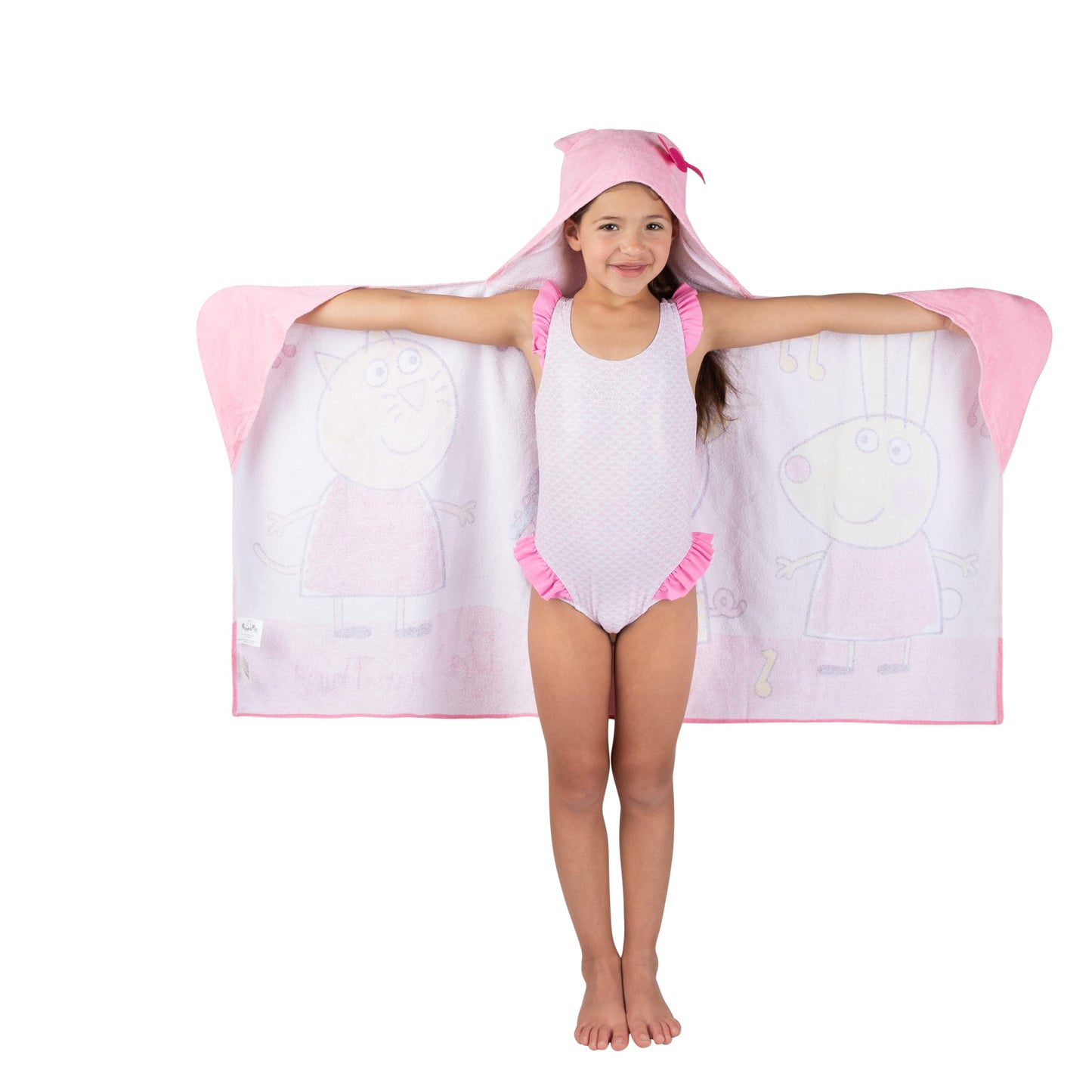 Peppa Pig Ki Pool/Beach Soft Cotton Terry Hooded Towel Wrap, 24 in x 50 in, by