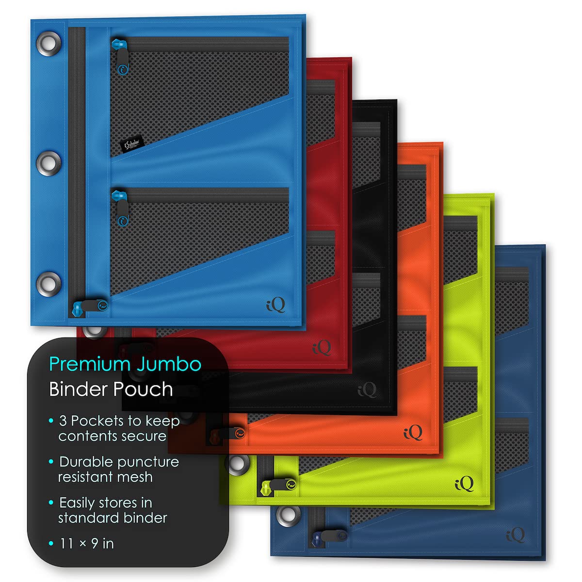 Large expandable pencil pouch with three pockets