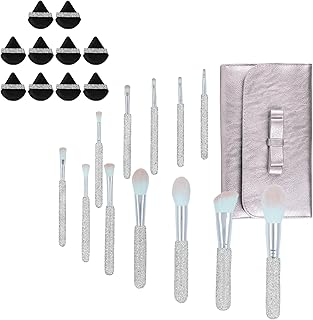 Set of 22 Bling Crystal Makeup Brushes and Puffs