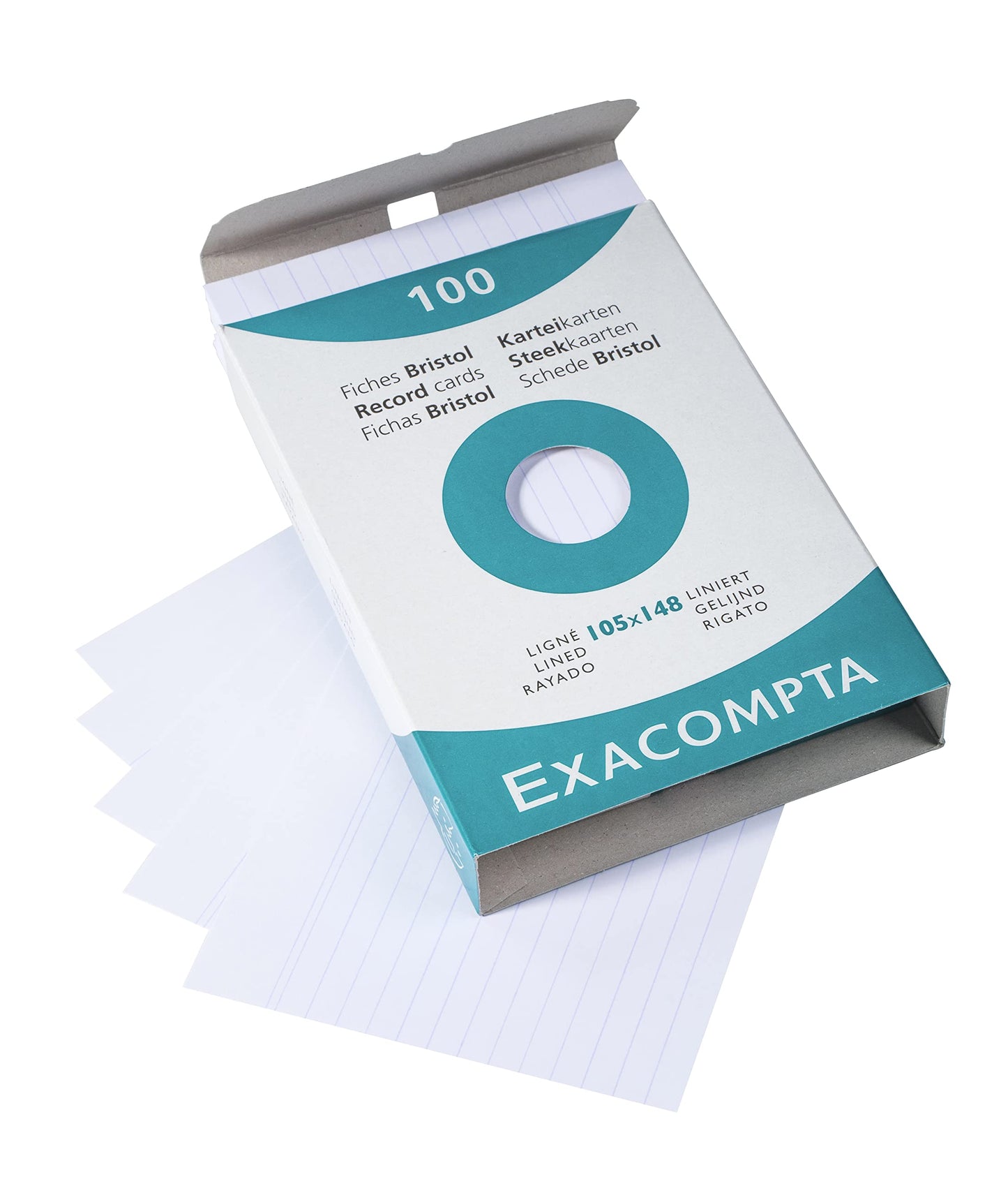 White Bristol Record Cards, 125x200mm, 100-pack