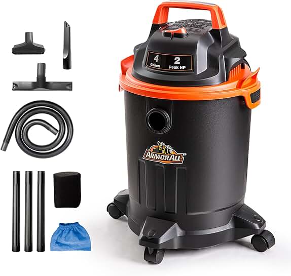 4-Gallon Wet/Dry Shop Vacuum with Nozzles and Brush
