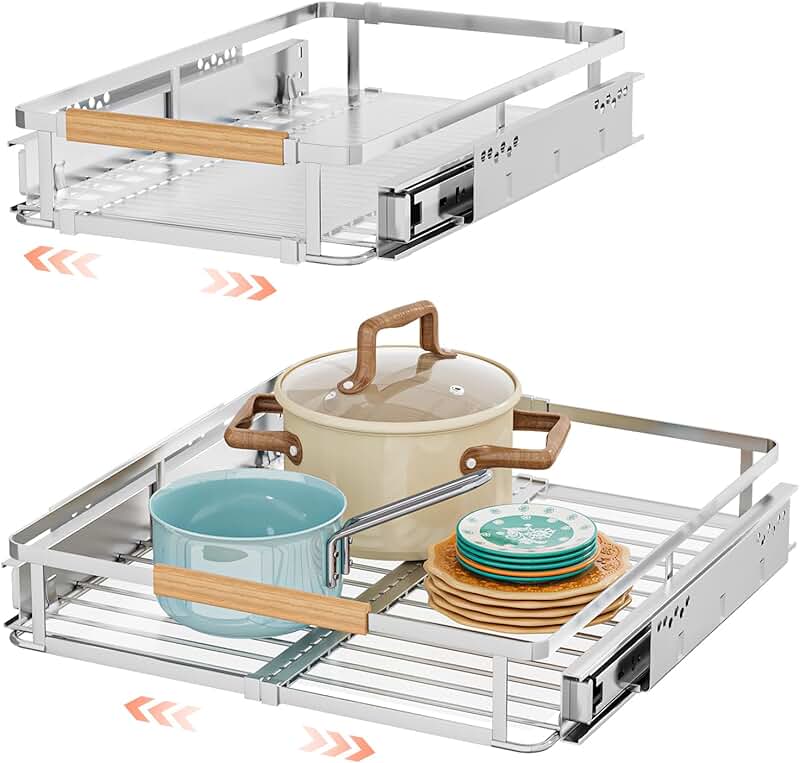 Expandable pull-out cabinet organizer with slide-out drawers
