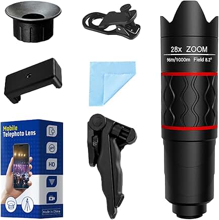 28X Telephoto Lens with Tripod for Smartphone Photography