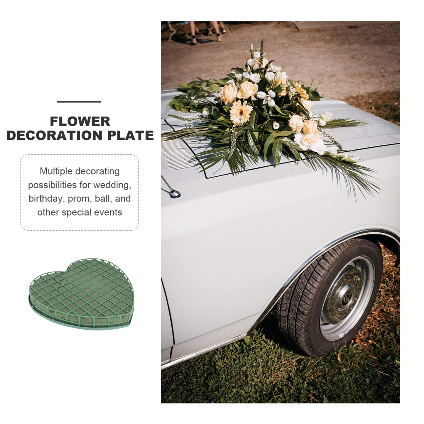 Heart-Shaped Floral Foam Blocks with Suction Cup Tray - 30cm
