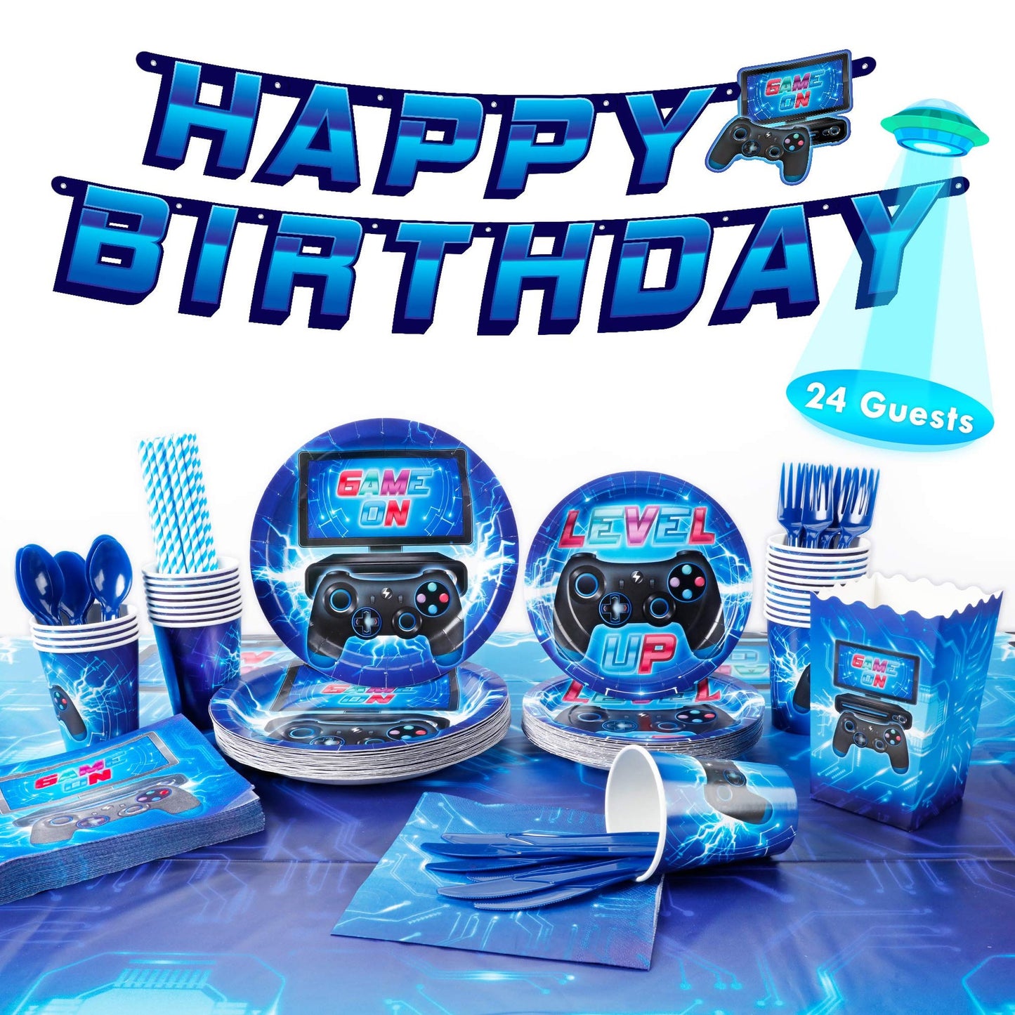 Video Game Birthday Party Supplies for Boys, 200 Pieces