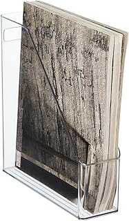 Slim plastic vertical file folder organizer with handle