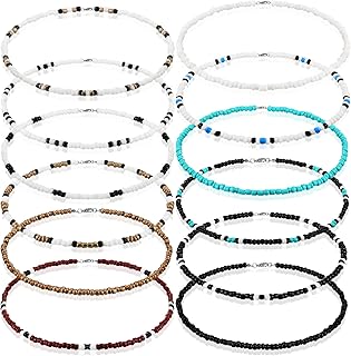 12 Pcs Puka Shell Beaded Beach Necklace Set