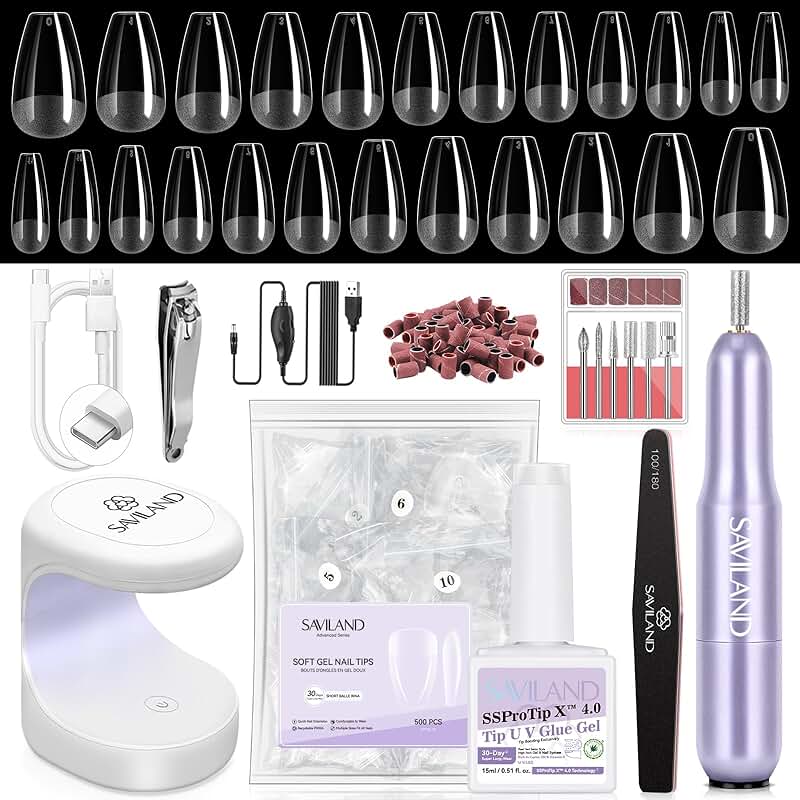 Advanced Gel Nail Kit with Light, Tips, and Tools