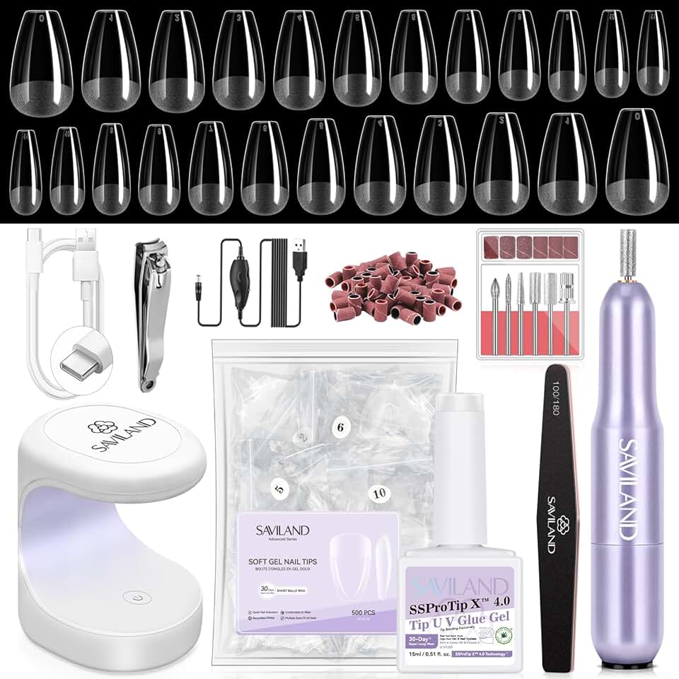 Advanced Gel Nail Kit with Light, Tips, and Tools