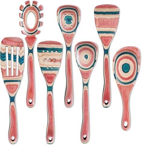 7-Piece Wooden Kitchen Utensil Set with Spatulas and Spoons