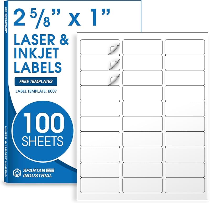 Matte White Printable Labels, 2 5/8" x 1", 100 Sheets