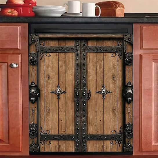 Vintage Barn Door Magnet Cover for Dishwasher and Fridge