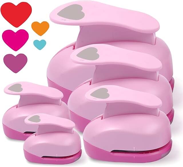 Set of 5 Heart-Shaped Paper Punches for Crafts