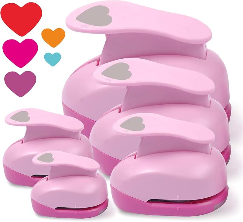 Set of 5 Heart-Shaped Paper Punches for Crafts