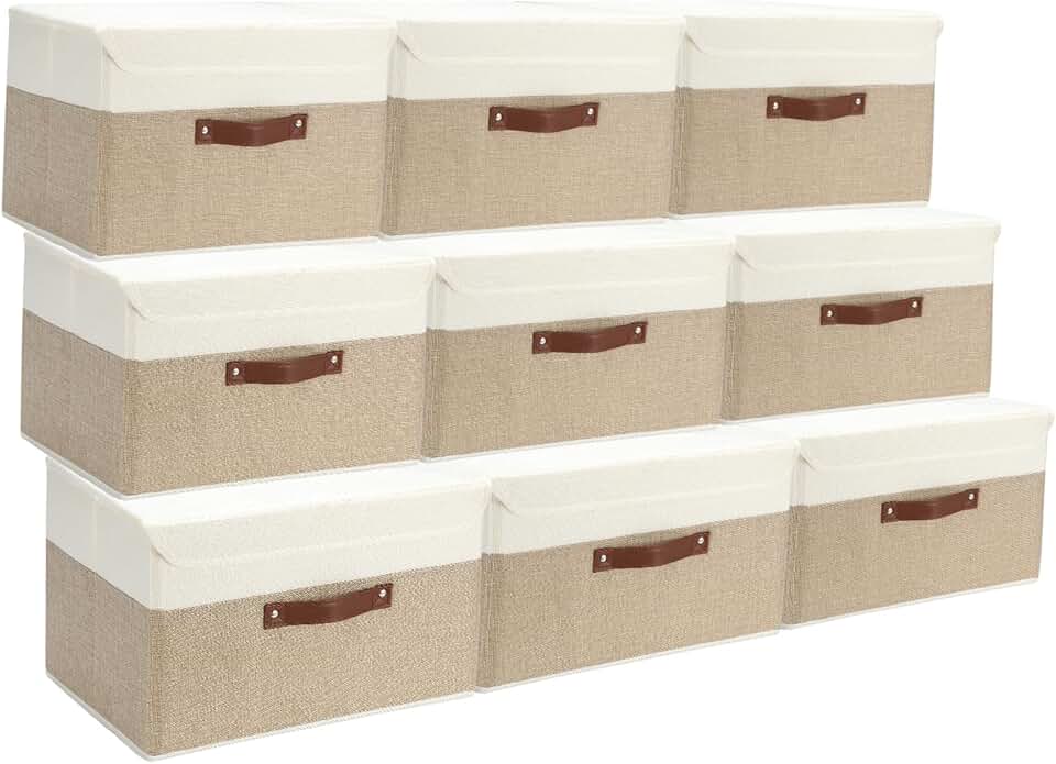 Set of 9 Decorative Storage Bins with Lids