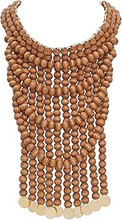 Boho African Wooden Beaded Layered Necklace