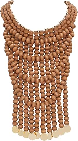 Boho African Wooden Beaded Layered Necklace