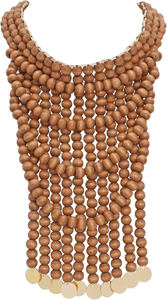 Boho African Wooden Beaded Layered Necklace