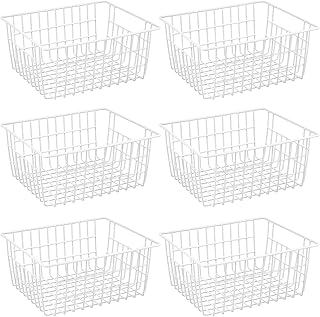 Set of 6 Large White Wire Storage Baskets