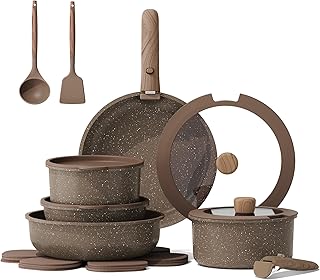 17-Piece Nonstick Cookware Set with Detachable Handles