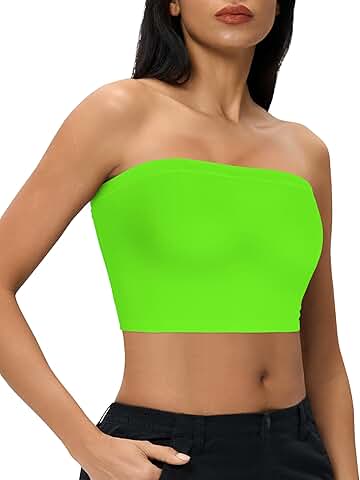 Summer Tube Top for Women, Casual Strapless Crop Shirt