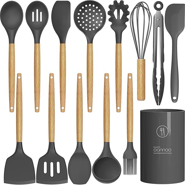 Silicone Kitchen Utensil Set for Nonstick Cookware