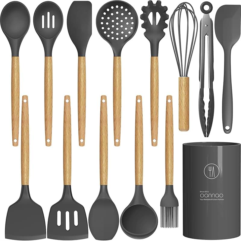 Silicone Kitchen Utensil Set for Nonstick Cookware