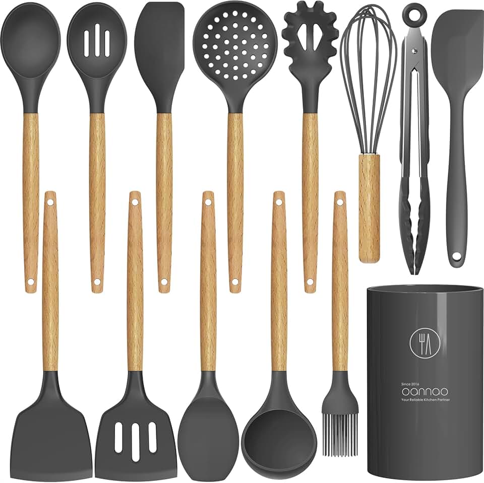 Silicone Kitchen Utensil Set for Nonstick Cookware