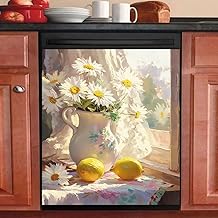 Daisy Lemon Dishwasher Magnet Cover for Kitchen Decor