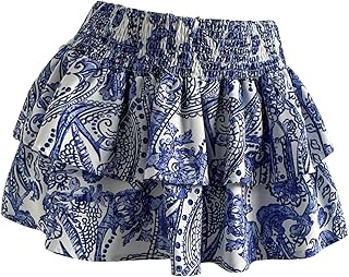 Women's Summer Mini Skirt with Ruffles and Elastic Waist