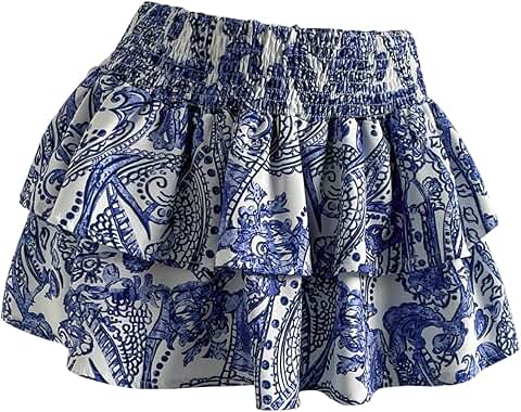 Women's Summer Mini Skirt with Ruffles and Elastic Waist