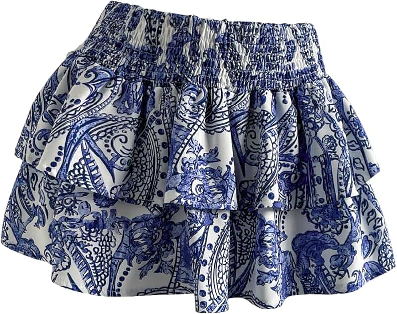 Women's Summer Mini Skirt with Ruffles and Elastic Waist