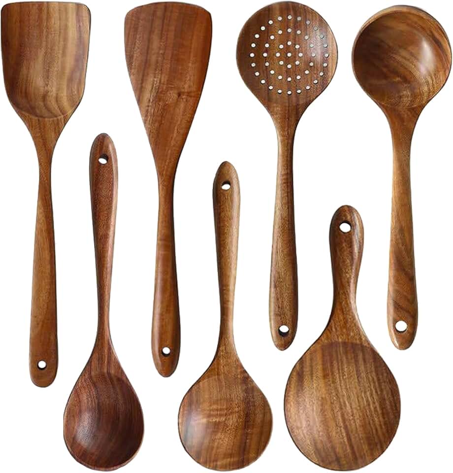 7-Piece Handmade Wooden Cooking Spoons Set