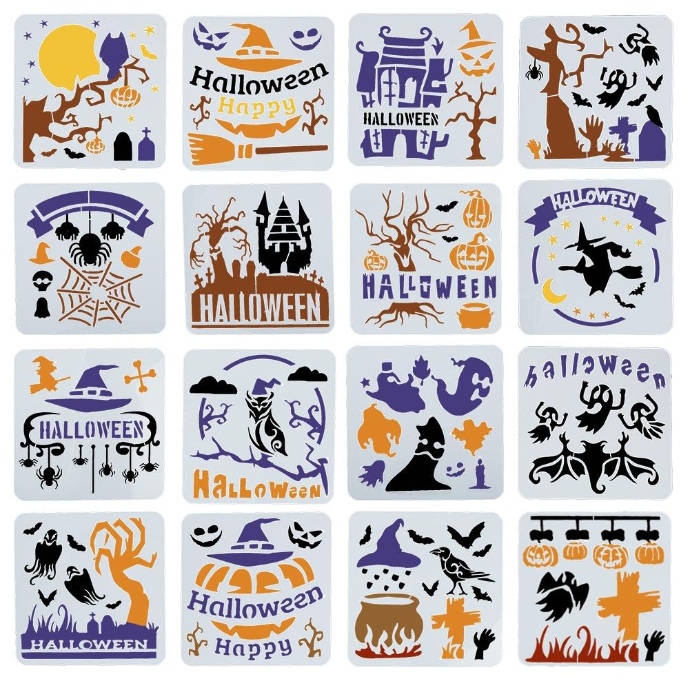 5 Inch 16 Styles Pumpkin Ghosts Bats Spider Web Templates