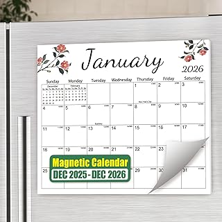 Magnetic Monthly Refrigerator Calendar 2026
